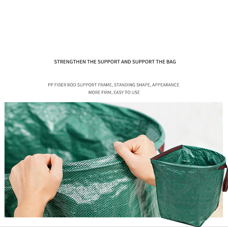 Factory Wholesale 150L Foldable reusable plastic gardening bag refuse trash leaf garbage waste heavy duty for garden Woven bag