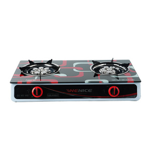 Best Price High Temperature Tempered Glass Double Burner Table Gas Stove Table Stand