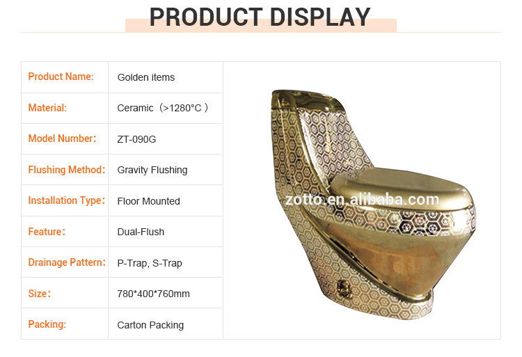 Direct selling price sanitary ware engineering bathroom luxury toilets one piece gold color toilet