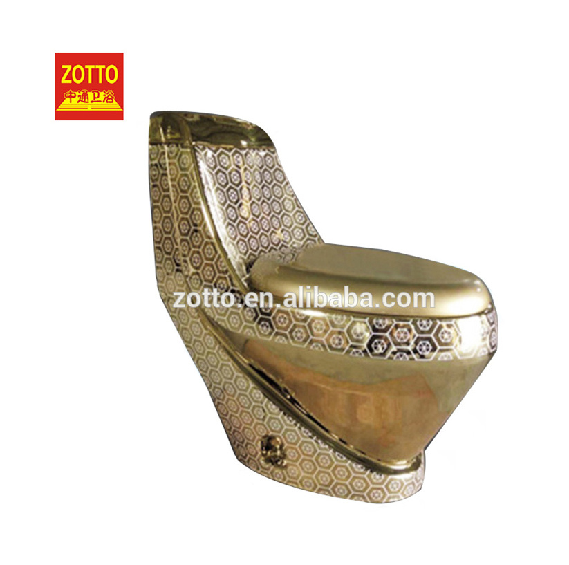 Direct selling price sanitary ware engineering bathroom luxury toilets one piece gold color toilet