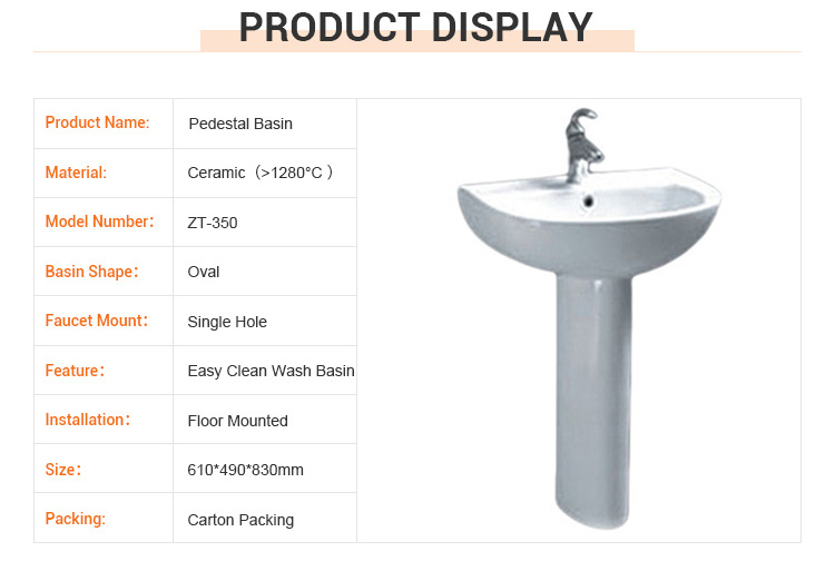 Factory Production Single Hole Pedestal Basin Ceramic Sink Oval Decor Bathroom Sink Sanitary Ware With Low Price