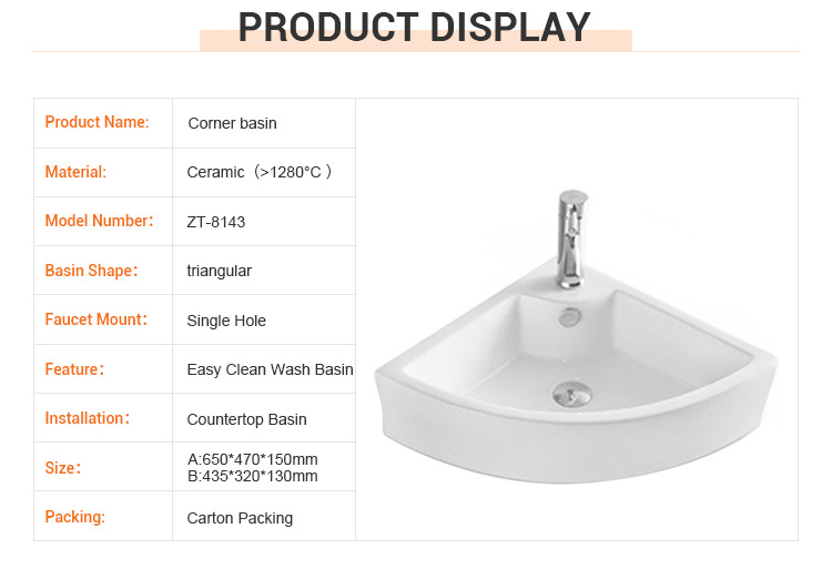 Cheap single hole corner wash basin triangle wash basin price triangular bathroom small basin corner lavabo sink