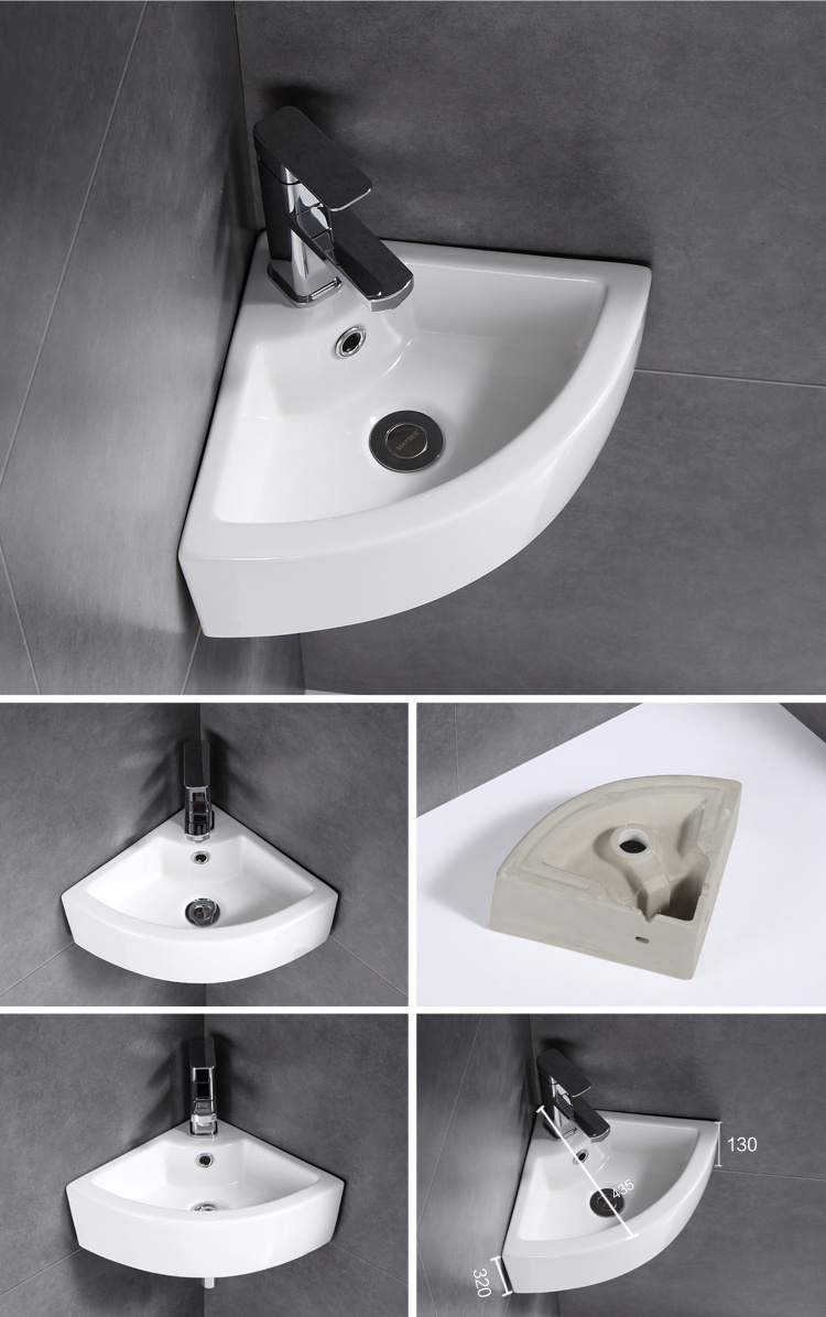 Cheap single hole corner wash basin triangle wash basin price triangular bathroom small basin corner lavabo sink