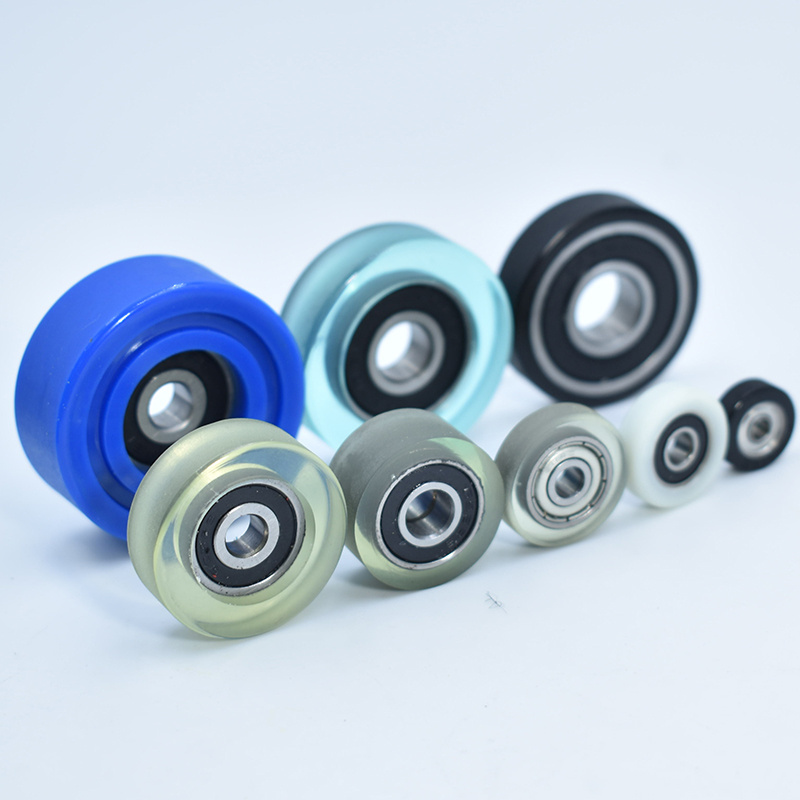 Cabinet sliding doors track rollers soft PU roller wheel PU62628-13 6x28x13mm polyurethane coated pulley wheels with bearings