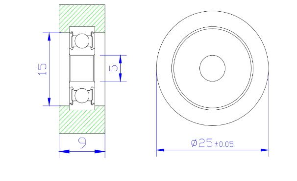 Kitchen cabinet modern furniture plastic roller bearing pully wheel BS62525-9 5x25x9mm sliding rollers heavy duty