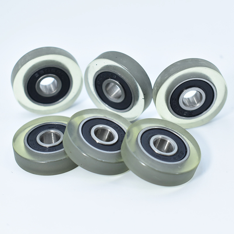 Cabinet sliding doors track rollers soft PU roller wheel PU62628-13 6x28x13mm polyurethane coated pulley wheels with bearings