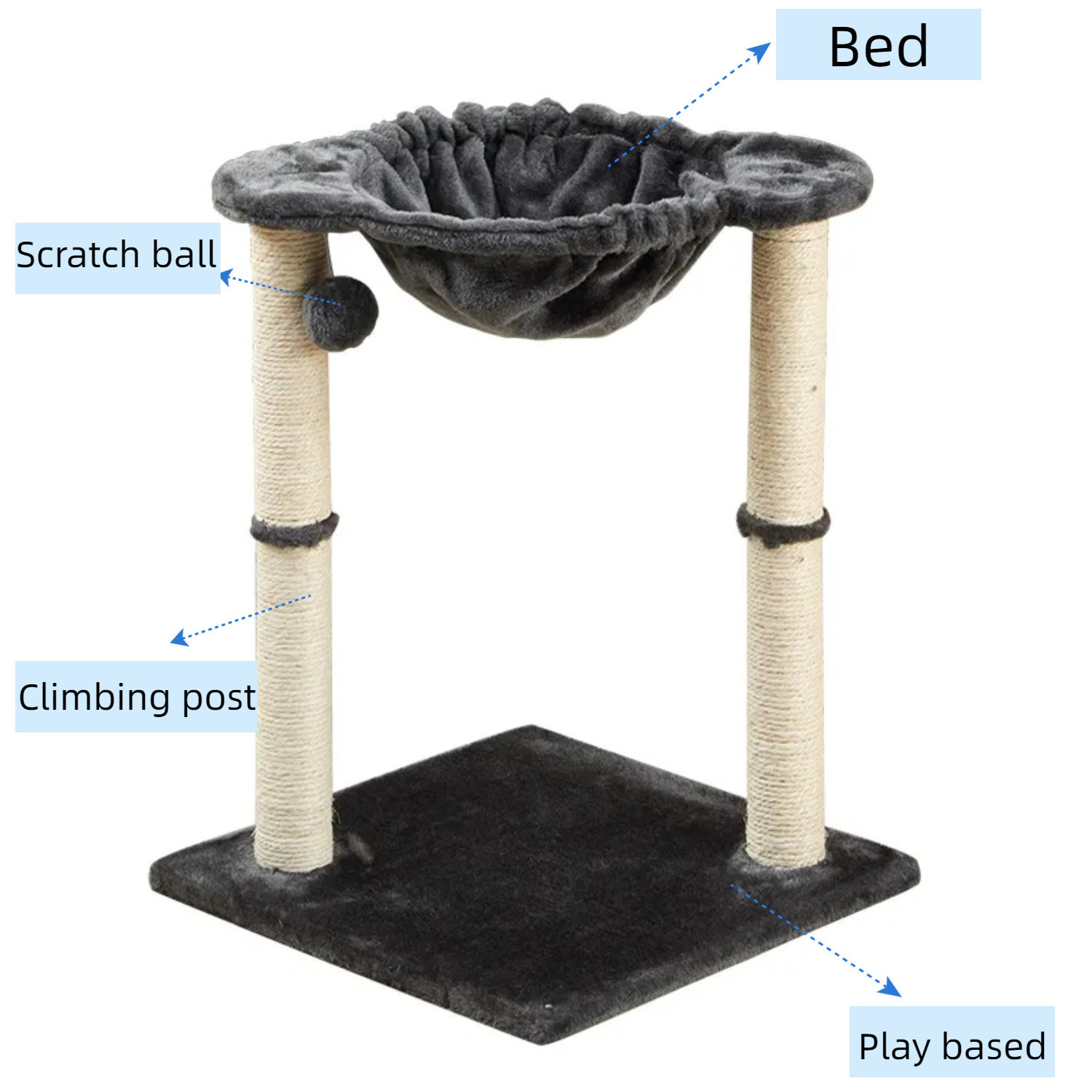 Factory Wholesale Modern Luxury Cat Scratcher Tower Scratching Post Sisal short Plush Stable Cat Tree