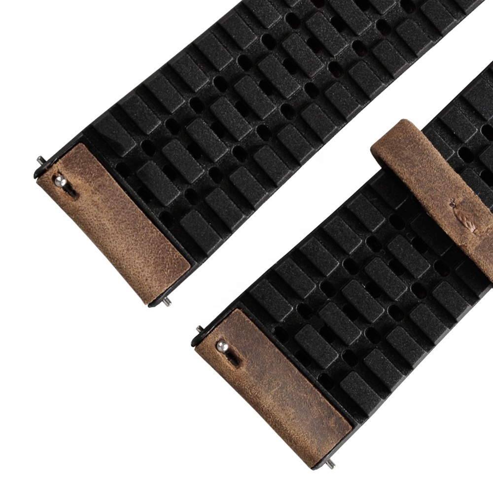 2 Piece Of Leather+Rubber Watch Strap 20mm 22mm Watch Band With Black PVD Metal Buckle For Montblanc Watch