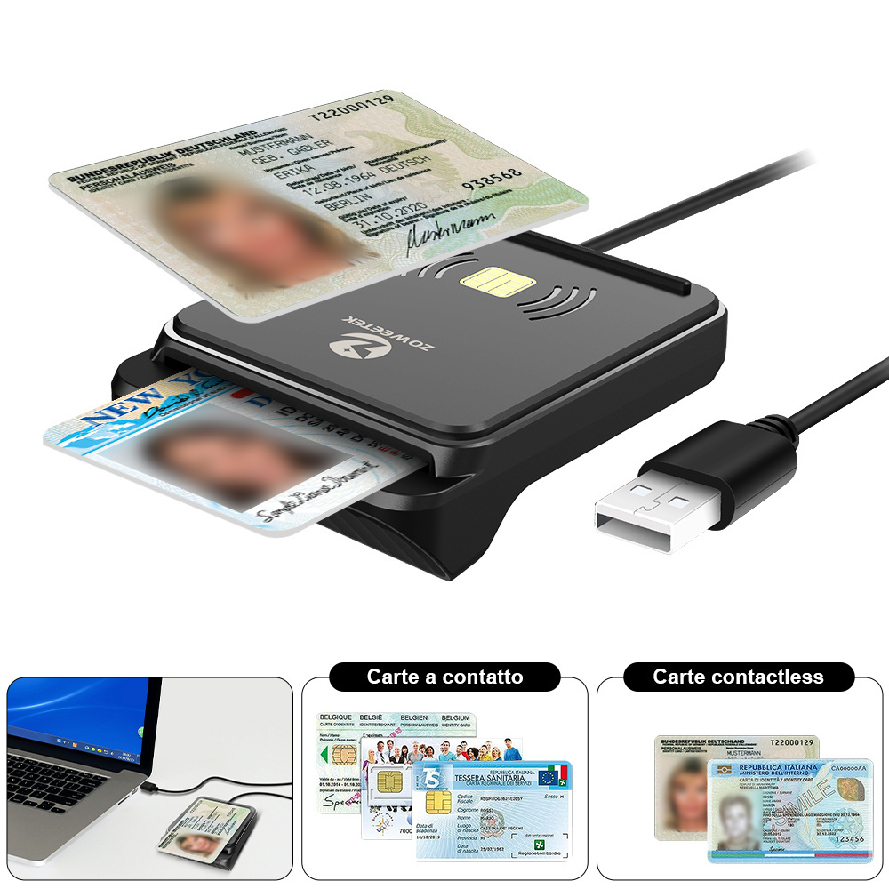 2024 ZOWEETEK New Design Contactless Smart Access Card Reader RFID Credit Card Reader Contact ATM Skimmers Device Card Reader