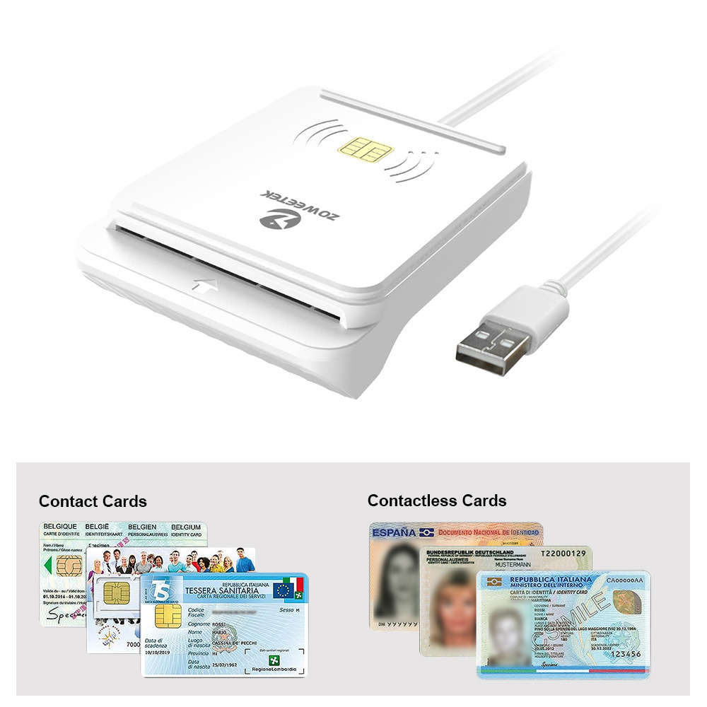 2024 ZOWEETEK Higher Quality Access Control Card Readers NFC RFID Card Reader USB 2.0 / Type-C IC ID Credit Card Reader Writer