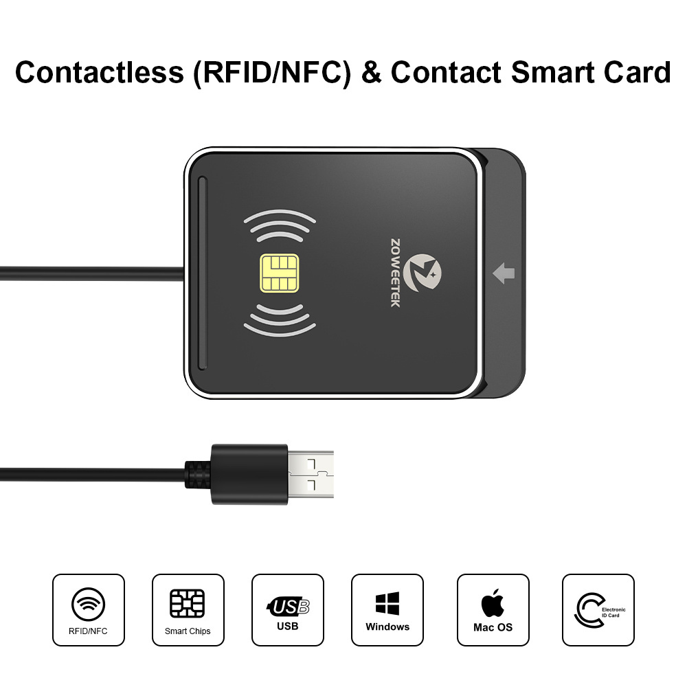 Multi-function Card Reader NFC Rfid Contactless Smart Chip Card Reader/Writer USB Interface Contact ID IC SIM Credit Card Reader