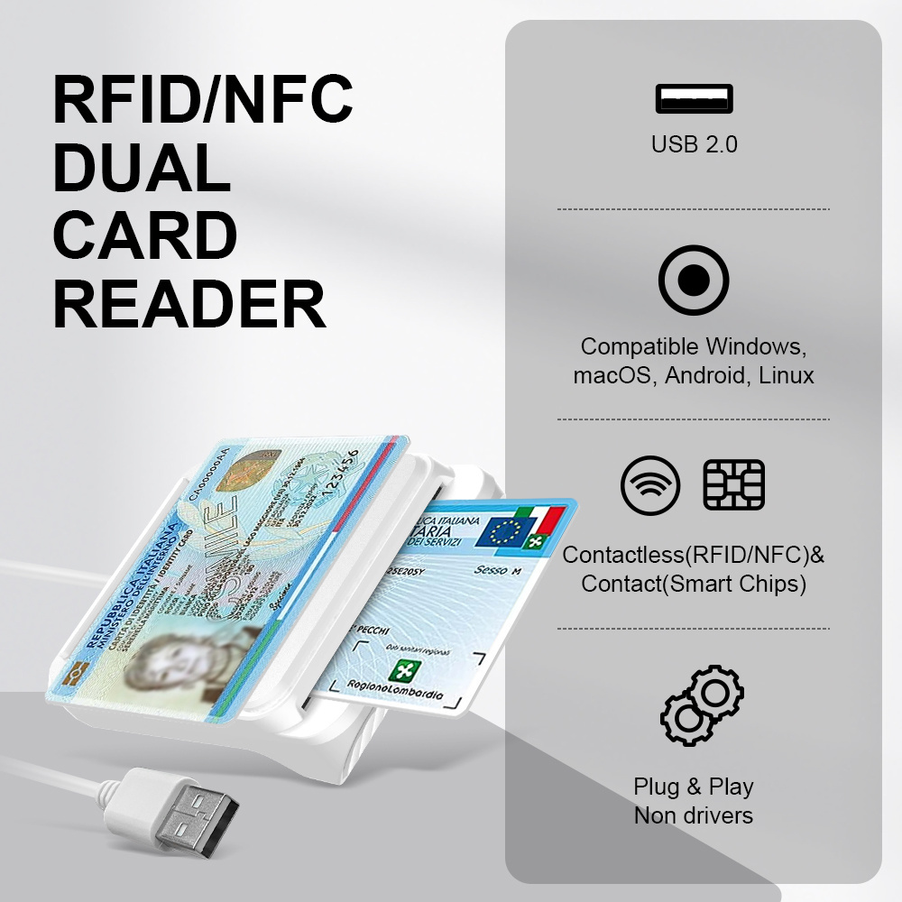 ZOWETEK NFC RFID Card Writer CIE CNS and Digital Signature Magnetic Card Reader Contactless Card Readers Wireless Rfid Reader