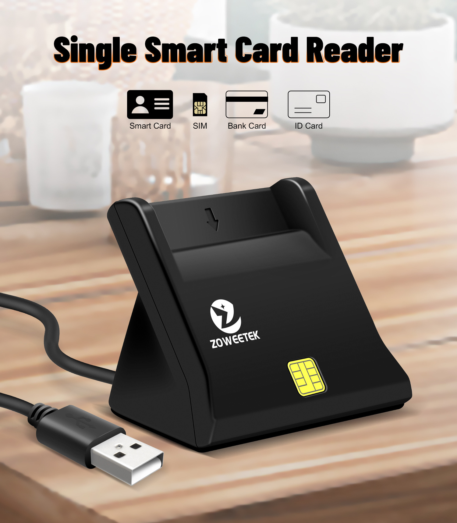 ZOWEETEK 2023 Popular Contactless ISO 7816-3 Skimmer Card Reader EMV IC ID SIM Smart Card Reader USB Credit Card Reader Writer