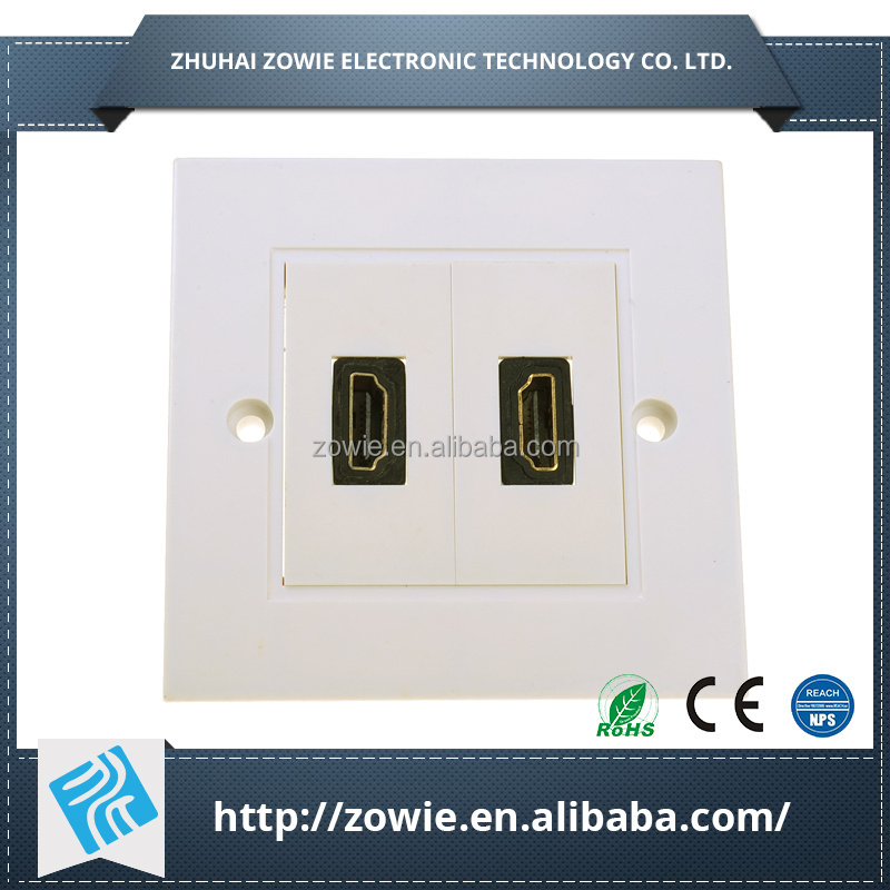 2 Port UK HDMI connector wall plate