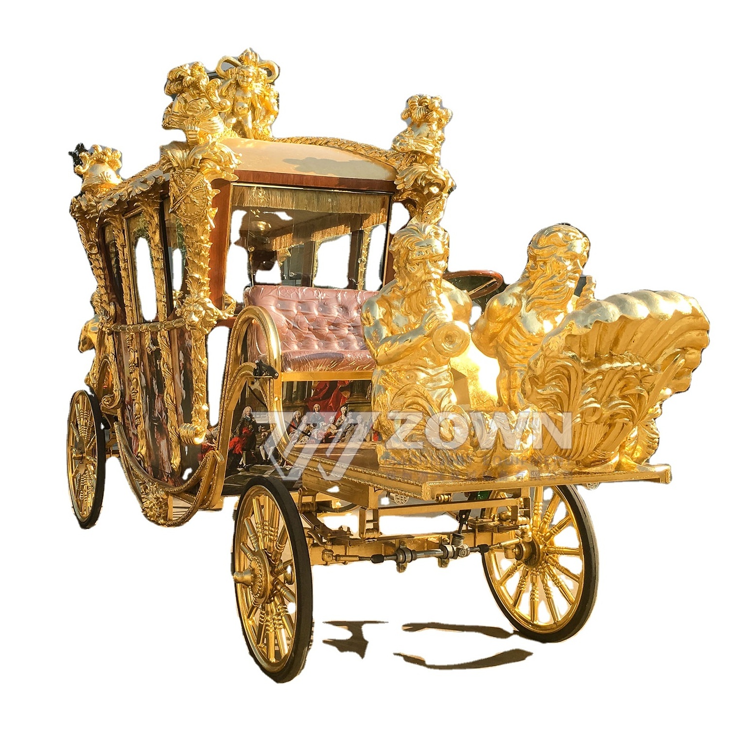 High quality luxury four-wheel electric golden royal coach/tourist Christmas wedding electric carriage