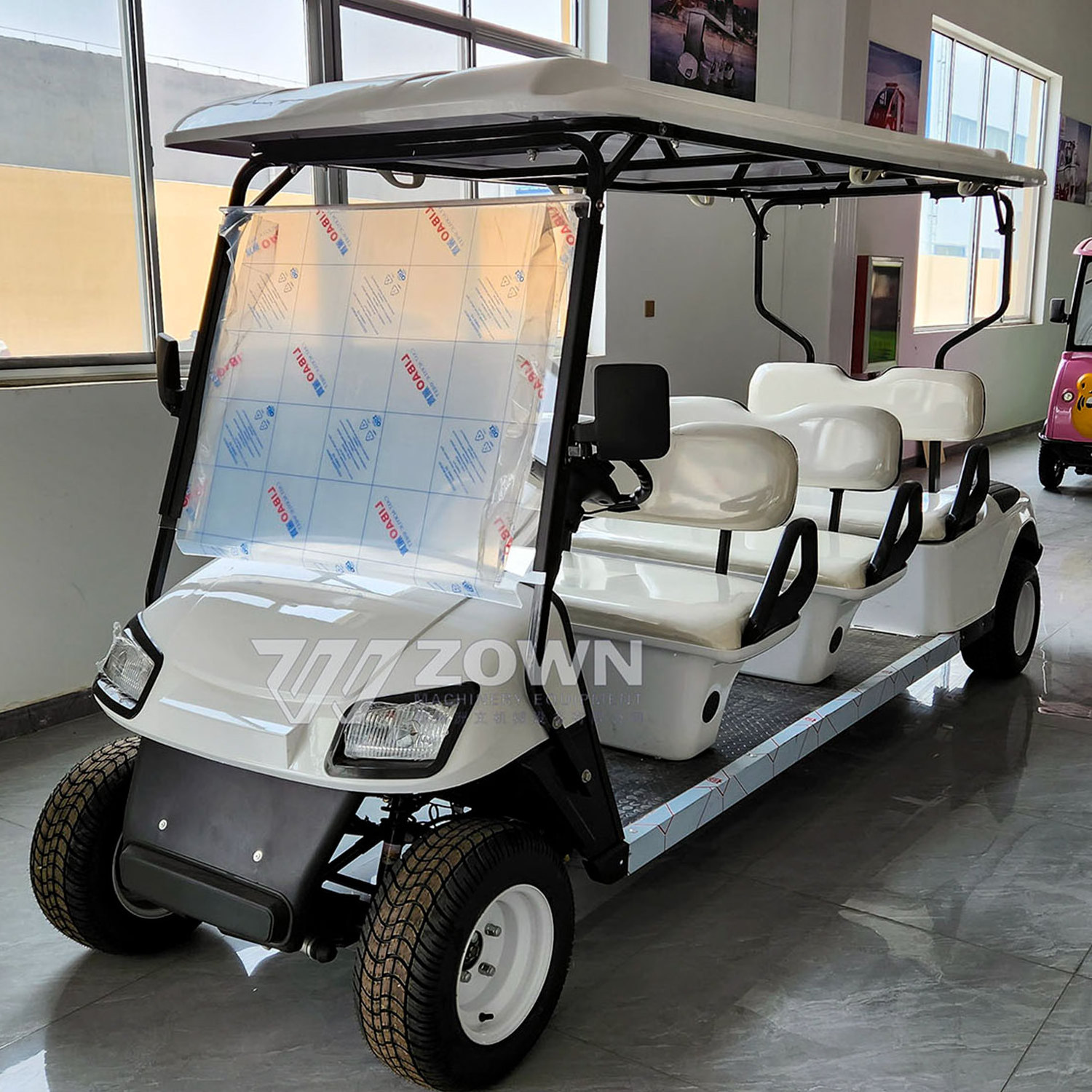 Golf cart new fashion 3 rows 6 passengers best selling white 4 wheel electric golf cart optional off-road