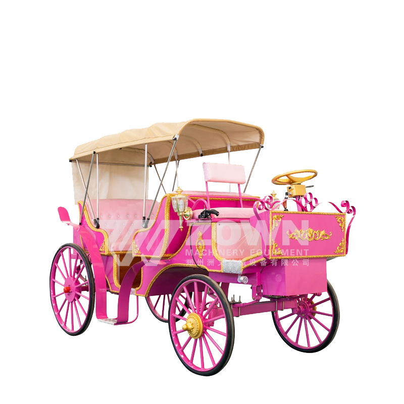 Hot selling pink luxury marathon carriage royal electric car new wedding carriage trailer carriage manufacturer for sale