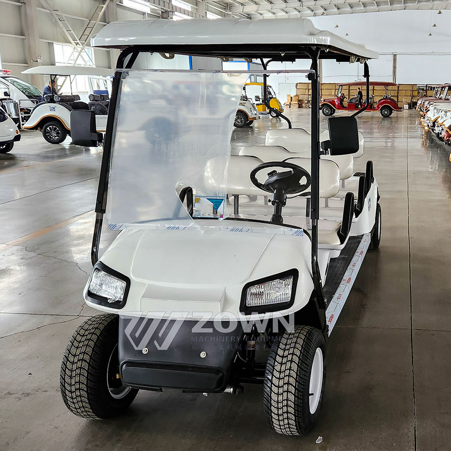 White golf cart high quality 6 seats four wheel electric car with lithium battery for golf club