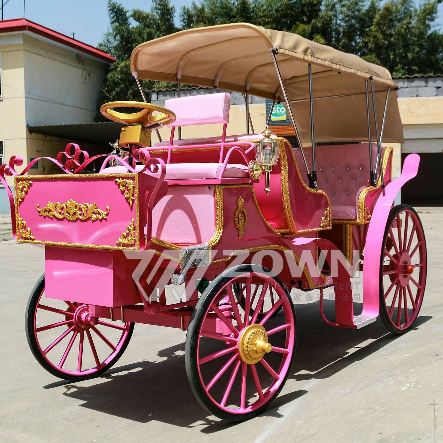 High quality fairy tale luxury wedding special transport carriage luxury pink romantic carriage for sale