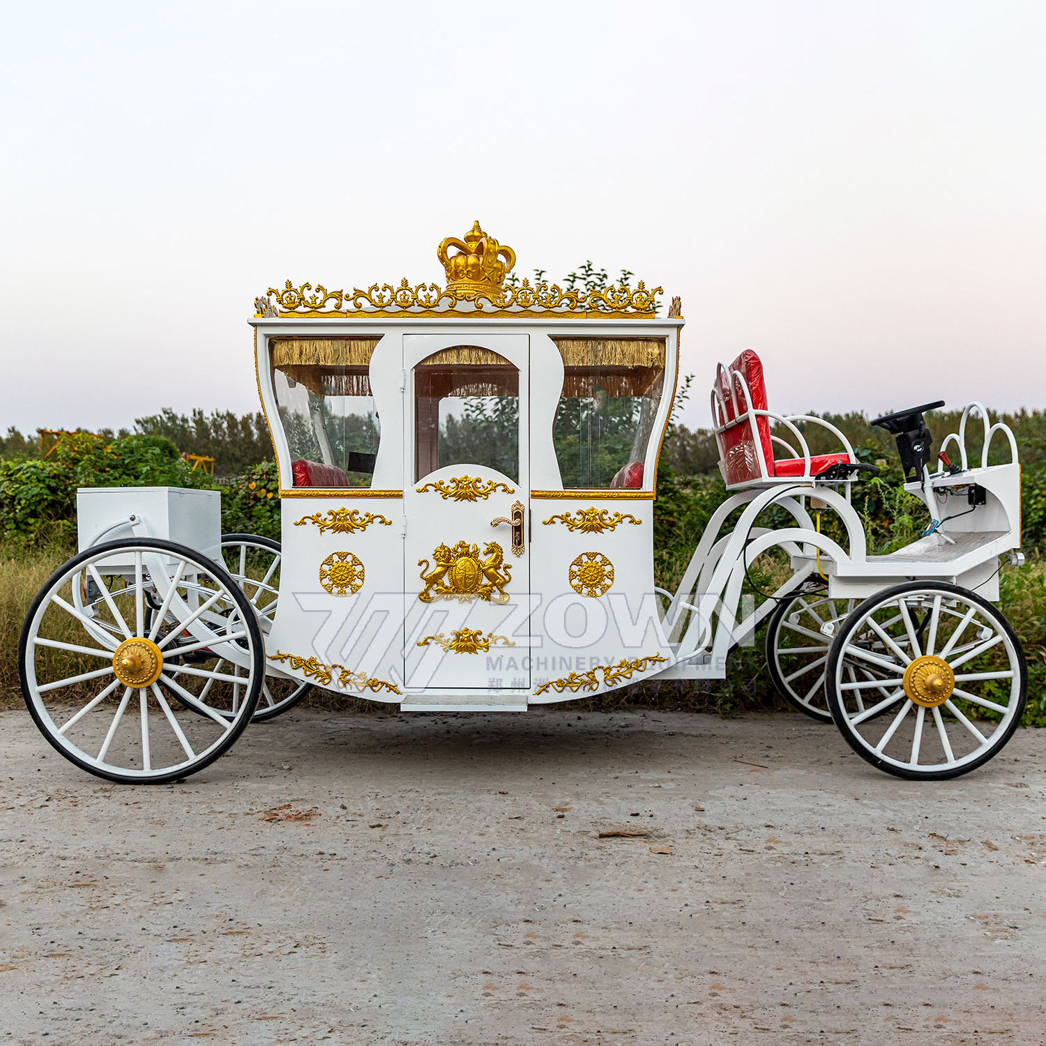 Princess Royal Carriage Girls Christmas LED Glowing Cinderella Pumpkin 4 Wheels Idle Travel Off-Road Sightseeing White Carriage