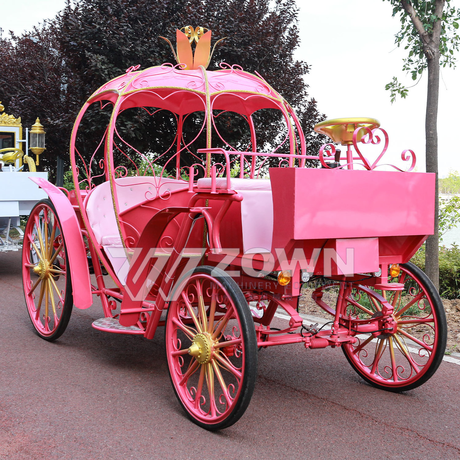 Customized pink electric Cinderella pumpkin carriage/wedding carriage/horseless pumpkin carriage