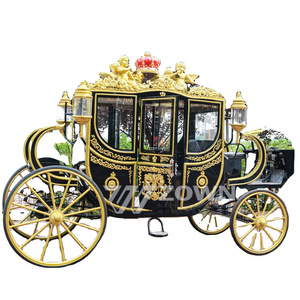 4 Wheels Royal Wedding Horse Drawn Carriage Sightseeing Vintage Horse Carriages Carts for Sale