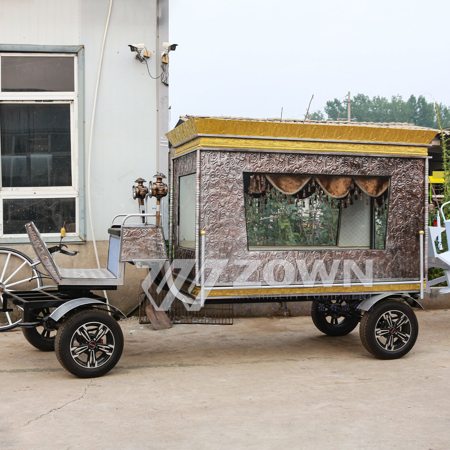 Glass Covered Funeral Hearse Electric Horse Carriage Horse-drawn Coffin Carriage For Sale