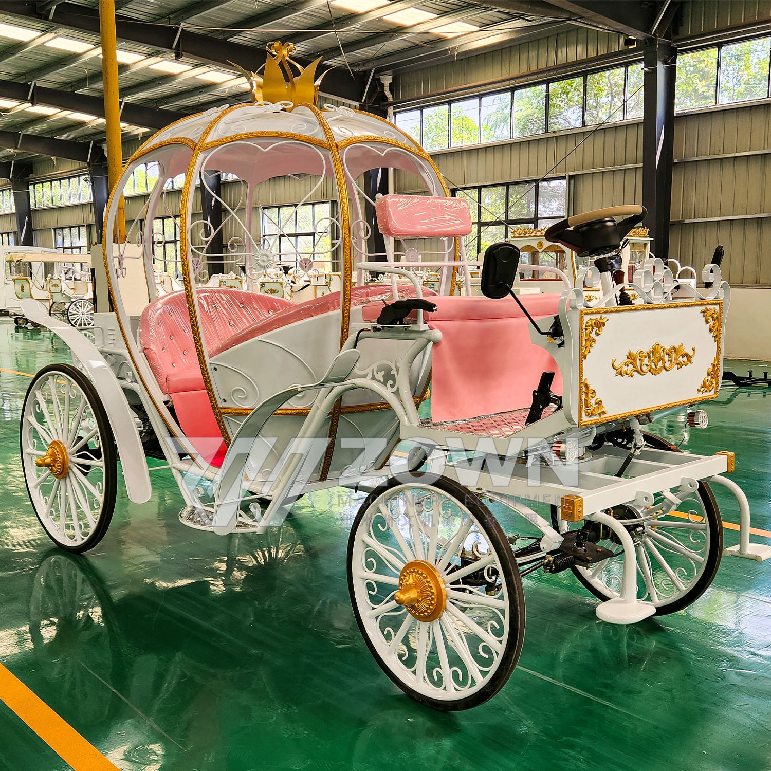 Carriage metal wheels with tires 4-wheel miniature wedding electric Cinderella horseless carriage sightseeing wedding carriage