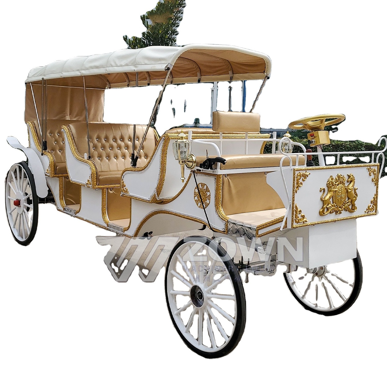 New hot selling size Cinderella royal solid rubber wheel carriage Christmas wedding electric miniature marathon carriage on sale