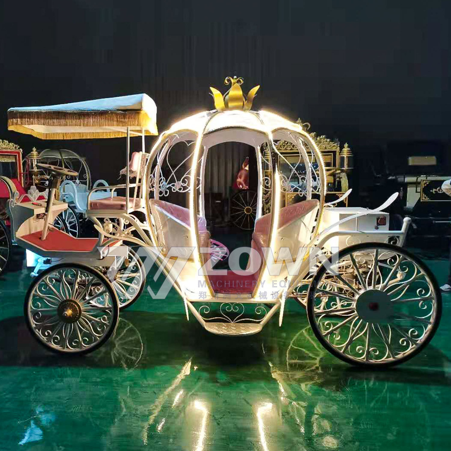 Carriage metal wheels with tires 4-wheel miniature wedding electric Cinderella horseless carriage sightseeing wedding carriage