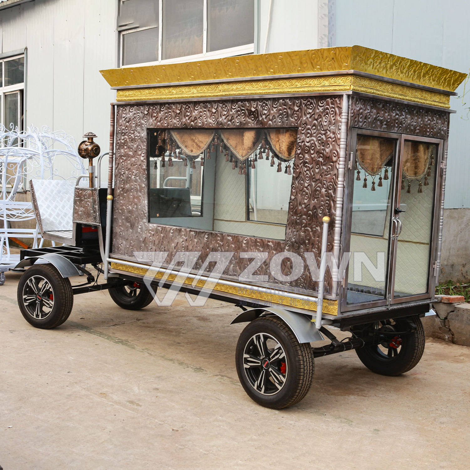 Glass Covered Funeral Hearse Electric Horse Carriage Horse-drawn Coffin Carriage For Sale