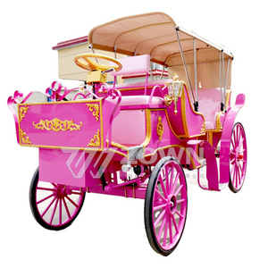 High quality fairy tale luxury wedding special transport carriage luxury pink romantic carriage for sale