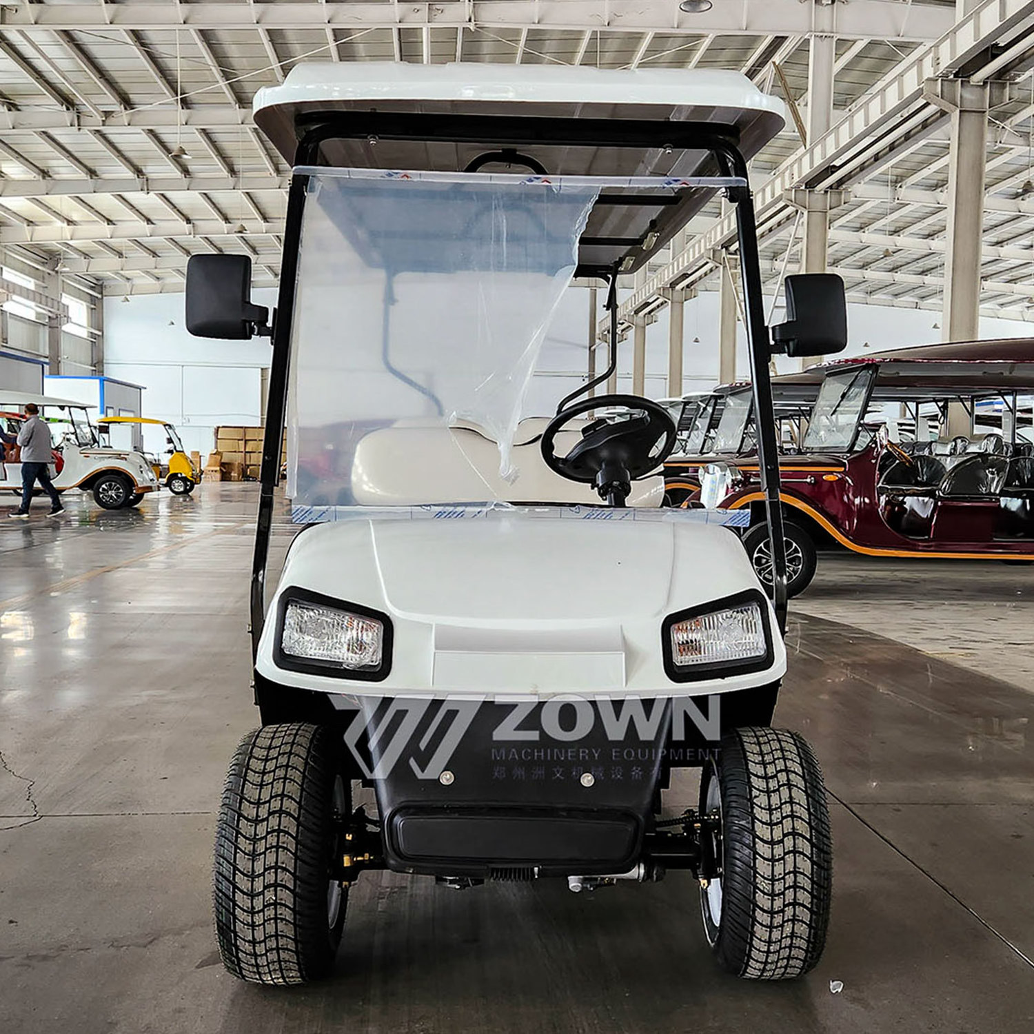 White golf cart high quality 6 seats four wheel electric car with lithium battery for golf club