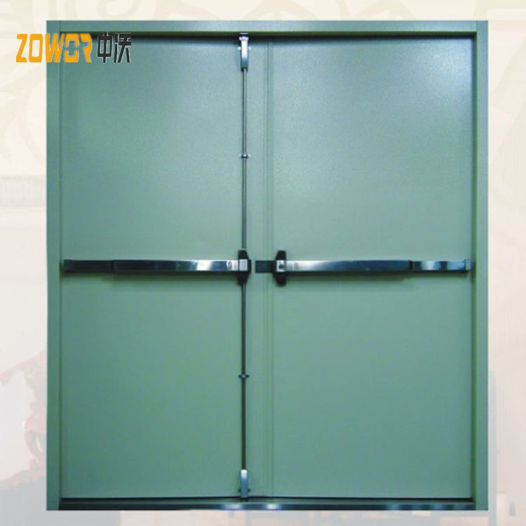 China Manufacturer Industrial Industry Commercial Security Emergency Exit Double Entry Galvanized Steel Doors with-Vision Panel