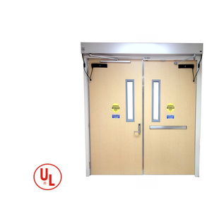 Fire Rated Steel Hollow Metal Commercial Door With Panic Push Bar And Glass