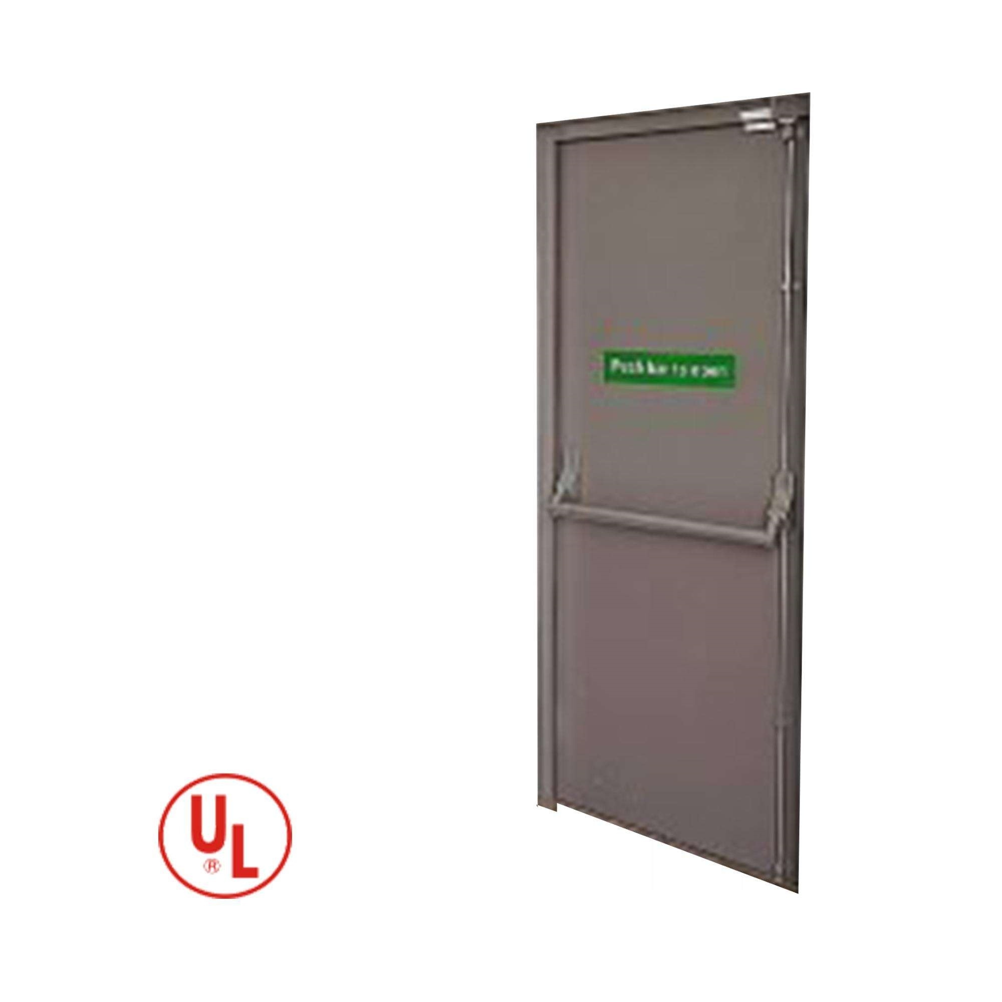 Fire Rated Steel Hollow Metal Commercial Door With Panic Push Bar And Glass