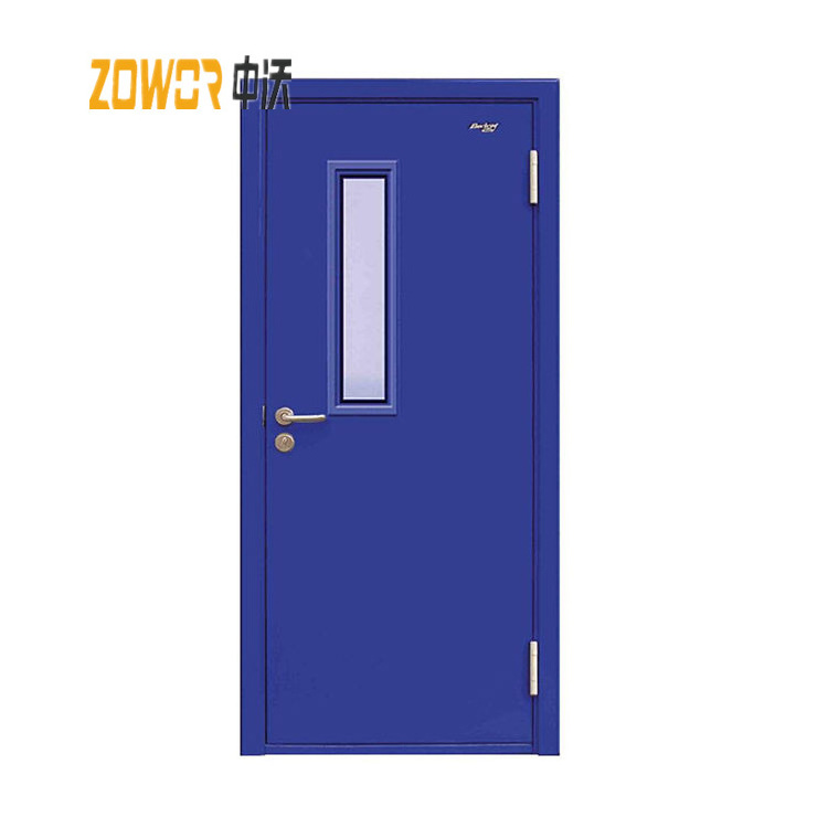 China Manufacturer Industrial Industry Commercial Security Emergency Exit Double Entry Galvanized Steel Doors with-Vision Panel