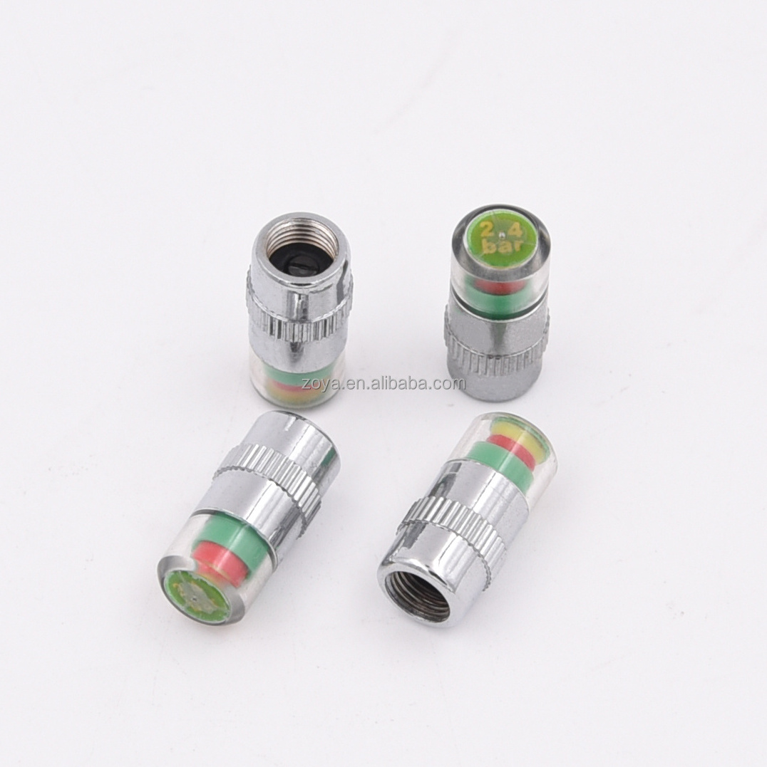 Auto Spare Parts 36PSI Tyre Valve Cap Indication Tire Valve Cap with Pressure Indicator 2.4Bar for Universal Cars