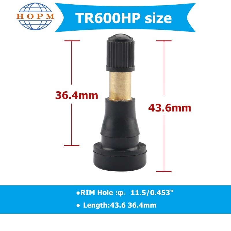 Auto Spare Parts Tyre Valve Tubeless Snap-in Brass Stem and Core EPDM Rubber Tire Valve TR600