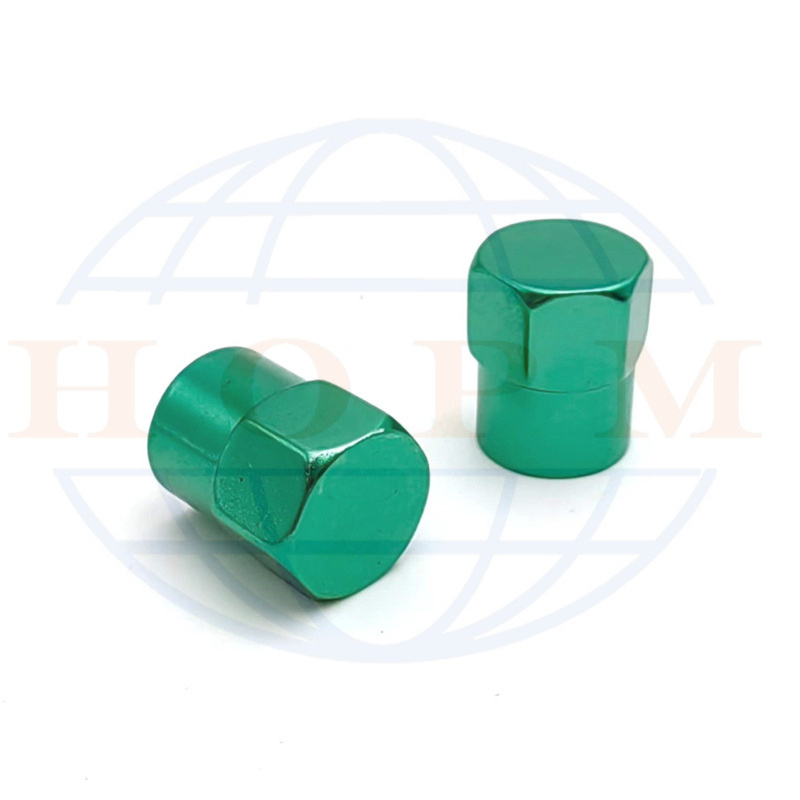 Auto Spare Parts Green Color Aluminum Alloy Tire Valve Cap 12.2*9.24mm Stem Cap Car Accessory Tire Valve Dust Cap