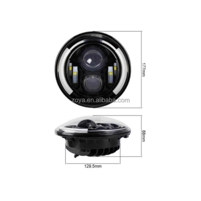 AUTO SPARE PARTS CAR LAMP 7INCH 55W 176*176*85MM CAR HEADLIGHT 6 LEDS WITH LENS ANGEL EYES TYPE FOR UAZ JEEP CARS