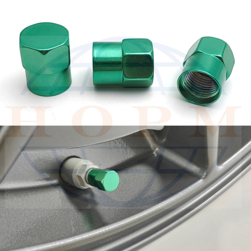 Auto Spare Parts Green Color Aluminum Alloy Tire Valve Cap 12.2*9.24mm Stem Cap Car Accessory Tire Valve Dust Cap