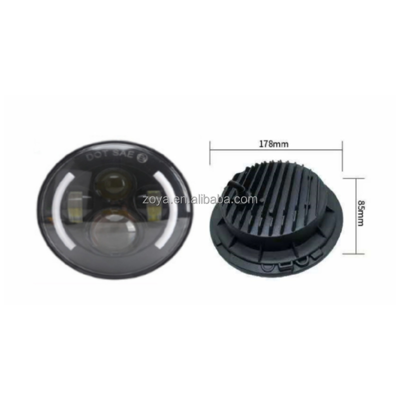 AUTO SPARE PARTS CAR LAMP 7INCH 55W 176*176*85MM CAR HEADLIGHT 6 LEDS WITH LENS ANGEL EYES TYPE FOR UAZ JEEP CARS