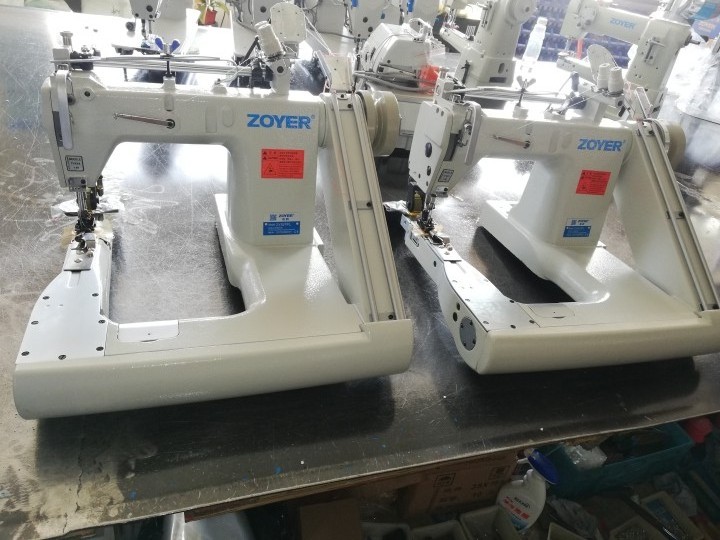 ZY927 Zoyer Double Needle Feed-off-the-arm Chain Stitch Sewing Machines with the special cantilevered cylinder-type