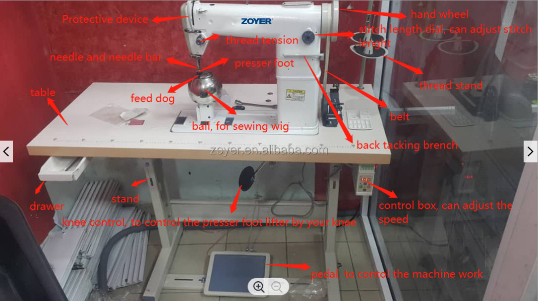 ZY810WDA ZOYER hair wig making machinery direct drive high-speed flat-bed single needle special sewing machine for wigs