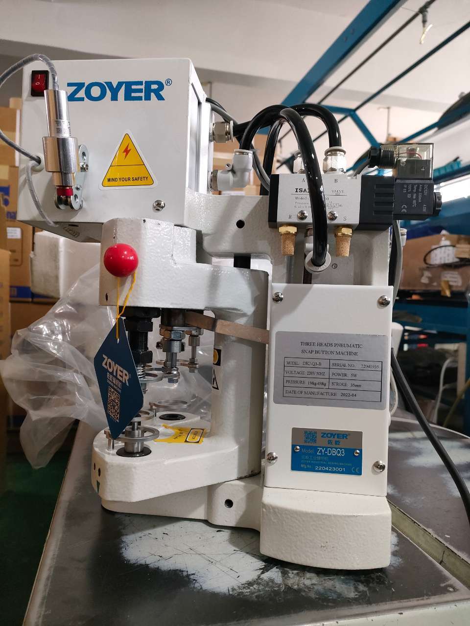 ZOYER ZYDBQ3 Three head snap sewing machine  automatic counting infrared positioning anti hitter three head pneumatic  Snap buck