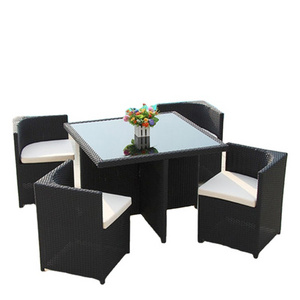 Outdoor rattan furniture sets pe rattan cube dinning table set