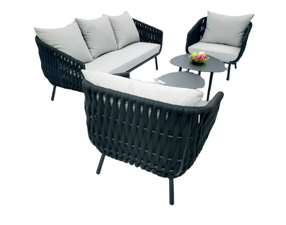 Outdoor Garden Furniture Patio Sofa Set Aluminum Frame Rope Woven Outdoor Furniture