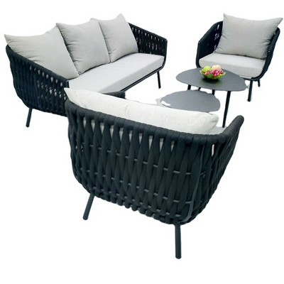 Outdoor Garden Furniture Patio Sofa Set Aluminum Frame Rope Woven Outdoor Furniture