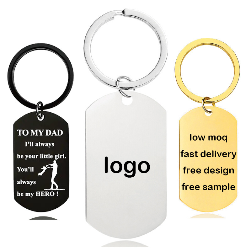 Wholesale Custom Logo Blank Stainless Steel Metal Key Chain Round Laser Engraving Keychain with Logo for Promotional Gift